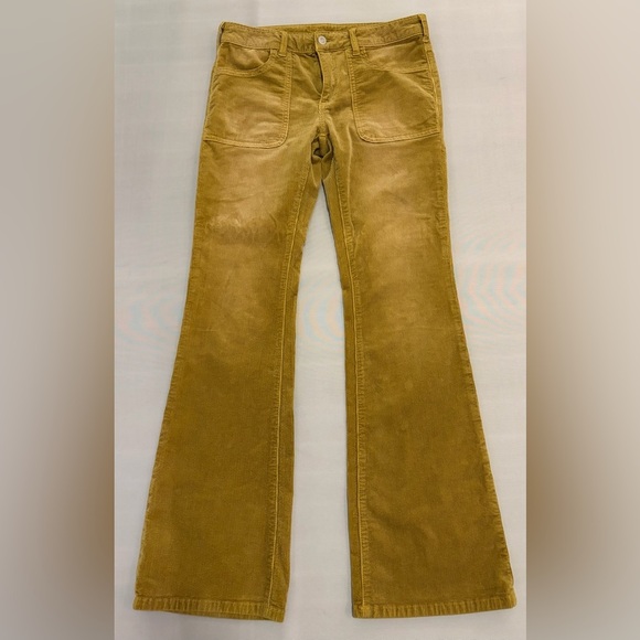 Pilcro Jeans The Icon Yellow Corduroy Chop Pocket Flare Jeans Boot Cut Pants 27 - Picture 6 of 16